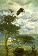 bruno liljefors havsorn med guding som byte vid boet Sweden oil painting artist